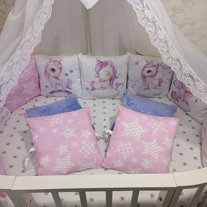 Комплект в кроватку Единорожка розовый