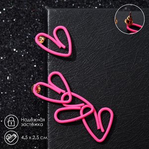 Серьги металл «Сердечки» асимметрия, цвет чёрный