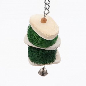 Игрушка с панцирем каракатицы, люфой и колокольчиком, 20 х 5 см, зелёная