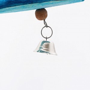 Игрушка для птиц с панцирем каракатицы и бусами, 12 х 6 см, синий