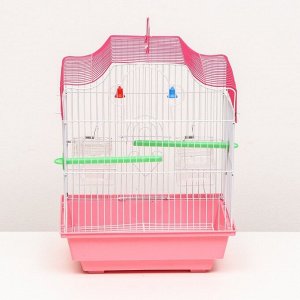 Клетка для птиц укомплектованная Bd-1/4f, 30 х 23 х 39 см, розовая