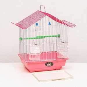 Клетка для птиц укомплектованная Bd-1/1d, 30 х 23 х 39 см, розовая