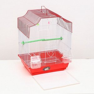 Клетка для птиц укомплектованная Bd-2/4f, 34 х 27 х 44 см, красная