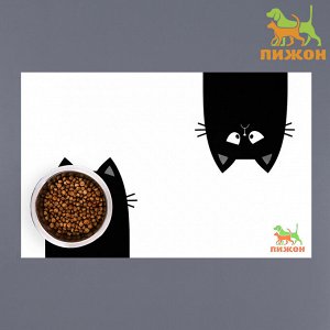 Коврик под миску "Пижон" 43 х 28 см "Черный кот"