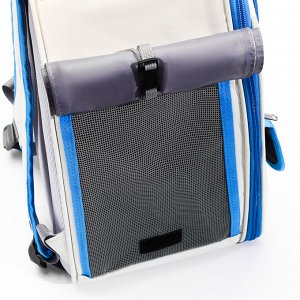 Рюкзак-переноска для животных, 30 х 40 х 25 см, белый/голубой