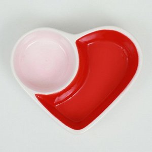 Пижон Миска керамическая для грызунов двойная &quot;Сердце&quot; 10 х 8 см