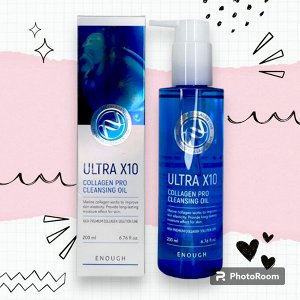 Enough. Гидрофильное масло очищающее для лица с экстрактом коллагена,ULTRA X10 CLEANSING OIL, 200 мл