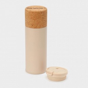 Бутылка для воды Magistro Cork, c элементами пробки, 450 мл, 7x7x23 см, пластик, бежевая
