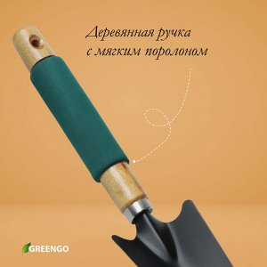 Совок посадочный Greengo, длина 33.5 см, ширина 6.5 см, деревянная ручка с поролоном