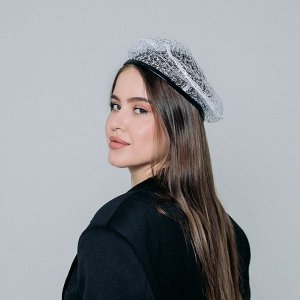 Берет прозрачный с пайетками, белый, р-р 56 см