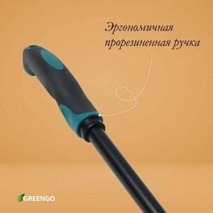 Грабли малые, прямые, 5 зубцов, длина 28.5 см, металл, эргономичная прорезиненная ручка, Greengo
