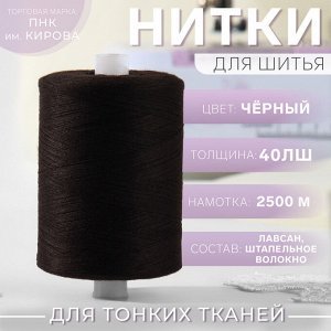 Нитки 40ЛШ, 2500 м, цвет чёрный №6818