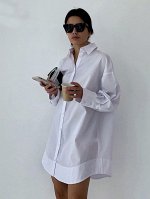 Женское платье-рубашка, с длинным рукавом, цвет белый
