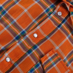 Женская рубашка, принт "клетка", цвет оранжевый