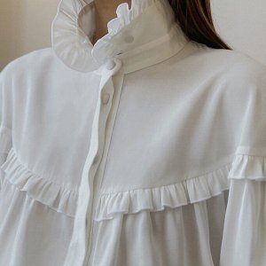 Женская рубашка с рюшами, цвет белый