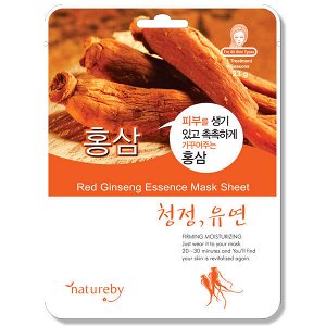 Листовая тканевая маска для лица с экстрактом корня женьшеня Natureby Red Ginseng Essence Mask Sheet, 23гр