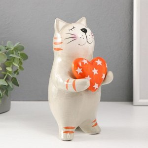 Сувенир керамика "Рыжик кот с сердечком в звёздочку" 12,2х11,2х20 см