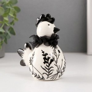 Фигурка керамика «Цыплёнок. Разнотравье», бело-чёрный, 10x6.6x11.6 см