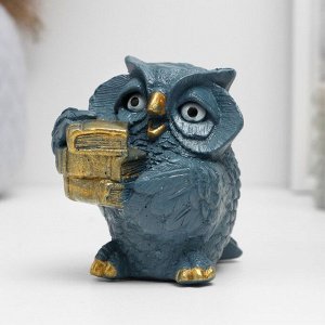 Фигурка гипс «Сова с книгами», серо-голубой, 10x6x6 см