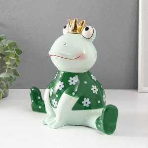 Фигурка керамика «Лягушонок в футболке с ромашками, в короне», 24.3x13.2x21.8 см