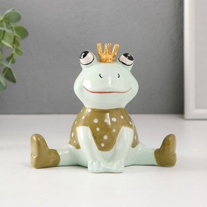 Фигурка керамика «Лягушонок в футболке в горошек, в короне», 14x7.8x11.8 см