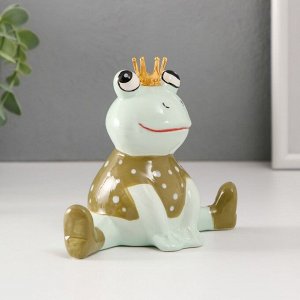 Фигурка керамика «Лягушонок в футболке в горошек, в короне», 14x7.8x11.8 см