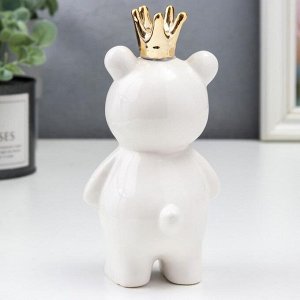 Фигурка керамика «Мишка в короне», бело-чёрный с золотом, 14.5x7x7 см
