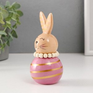 Фигурка керамика «Зайка-неваляшка с полосками», бежево-сиреневый, 6.3x6.3x13.3 см