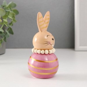 Фигурка керамика «Зайка-неваляшка с полосками», бежево-сиреневый, 6.3x6.3x13.3 см