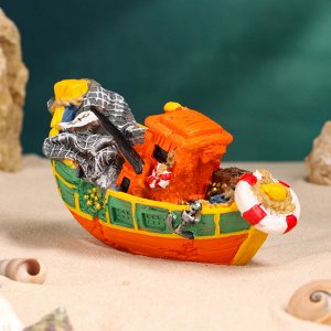 Сувенирная модель корабля «Рыбацкое судно цветное», фигурка полистоун, 16x7x7 см