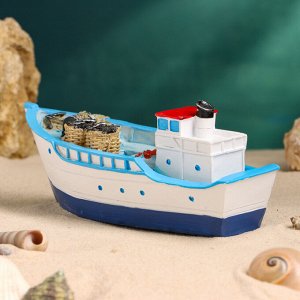 Сувенирная модель корабля «Рыбацкое судно с канатом», фигурка полистоун, 19x7x8 см