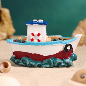 Сувенирная модель корабля «Рыбацкое судно у рифов», фигурка полистоун, 10x6x6 см