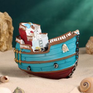 Сувенирная модель корабля «Пиратское судно», фигурка полистоун, 16x9x10 см