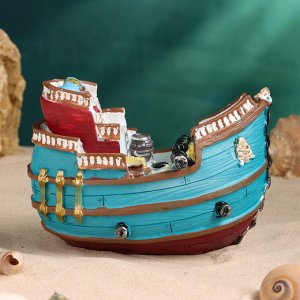 Сувенирная модель корабля «Пиратское судно», фигурка полистоун, 16x9x10 см