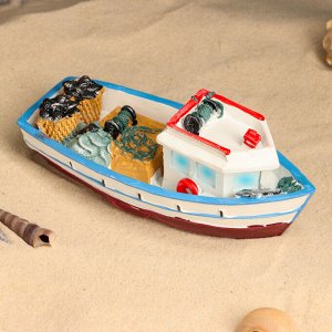 Сувенирная модель корабля «Рыбацкое судно», фигурка полистоун, 20x8x7 см