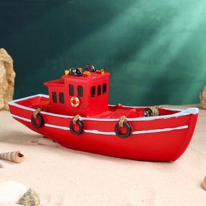 Сувенирная модель корабля «Катер красный», фигурка полистоун, 29x8x11 см