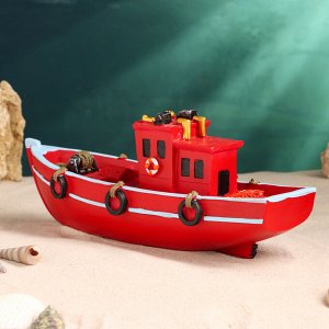 Сувенирная модель корабля «Катер красный», фигурка полистоун, 29x8x11 см