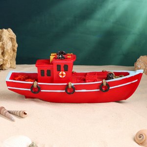 Сувенирная модель корабля «Катер красный», фигурка полистоун, 29x8x11 см
