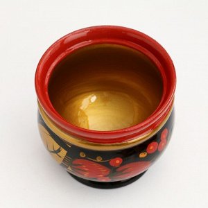 Солонка «Ягодка», с крышкой, большая, 10*8 см, хохлома