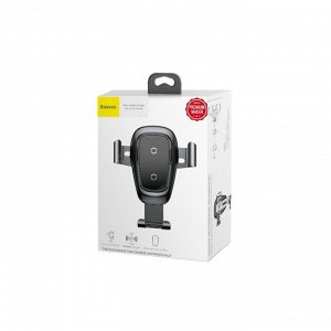 Держатель для смартфона в авто Baseus, 4-6.5", 2 А, автозахват, беспроводная зарядка, черный