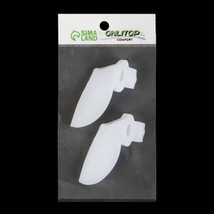 Корректоры-разделители для пальцев ног, с накладкой на косточку большого пальца, 1 разделитель, силиконовые, 7 x 4 см, пара, цвет белый