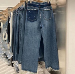 Женские широкие джинсы с высокой посадкой, синий