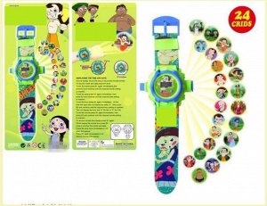 Часы детские электронные с проекцией 24 картинок цвет: ЗЕЛЕНЫЙ С МАЛЕНЬКИМ МАЛЬЧИКОМ