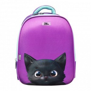 Рюкзак каркасный Calligrata "Чёрный котик", 39х30х14 см, для девочки