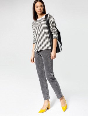 Джинсы mom-fit из эластичного денима серый