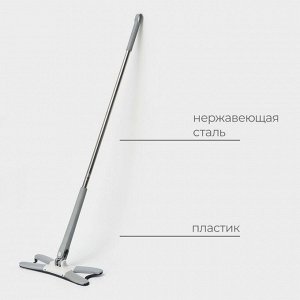 Швабра с отжимом Twist Raccoon, насадка из микрофибры 36x14 см, стальная нержавеющая ручка 125 см
