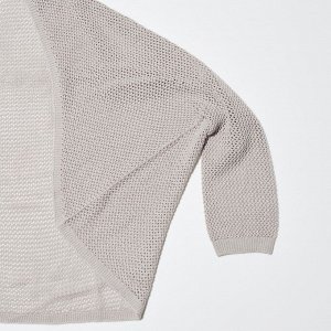 UNIQLO - кардиган из 3D сетки с длинным рукавом - 01 OFF WHITE