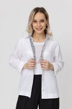 Блузка из льна 21-03 белый/геометрия