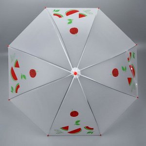 Зонт - трость полуавтоматический «Фрукты», 8 спиц, R = 45 см, рисунок МИКС