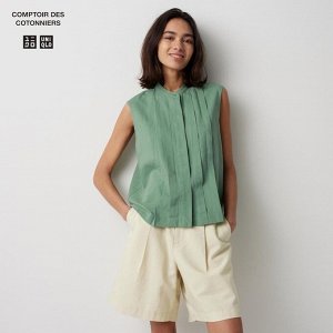 UNIQLO - блузка из смесового льна без рукавов -  54 GREEN